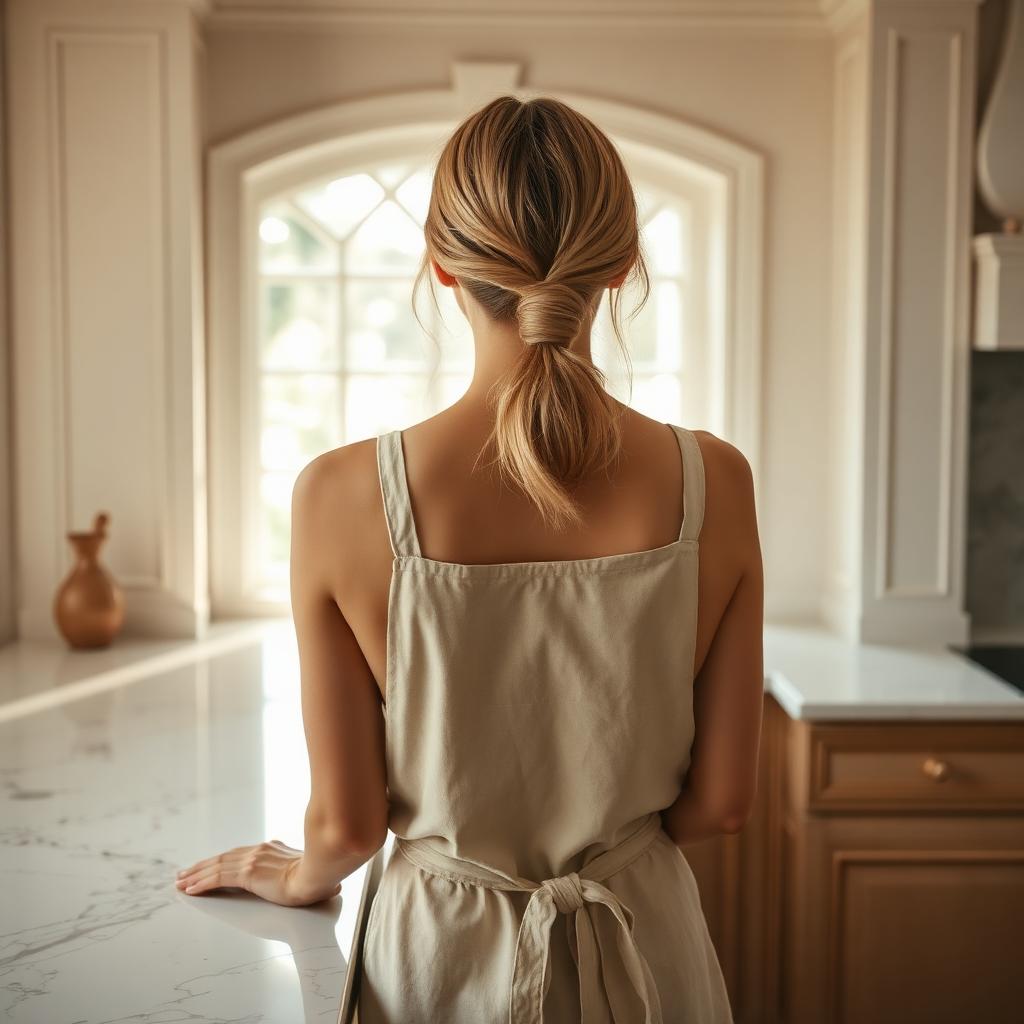 Founder of Fold & Feather cleaning a marble counter